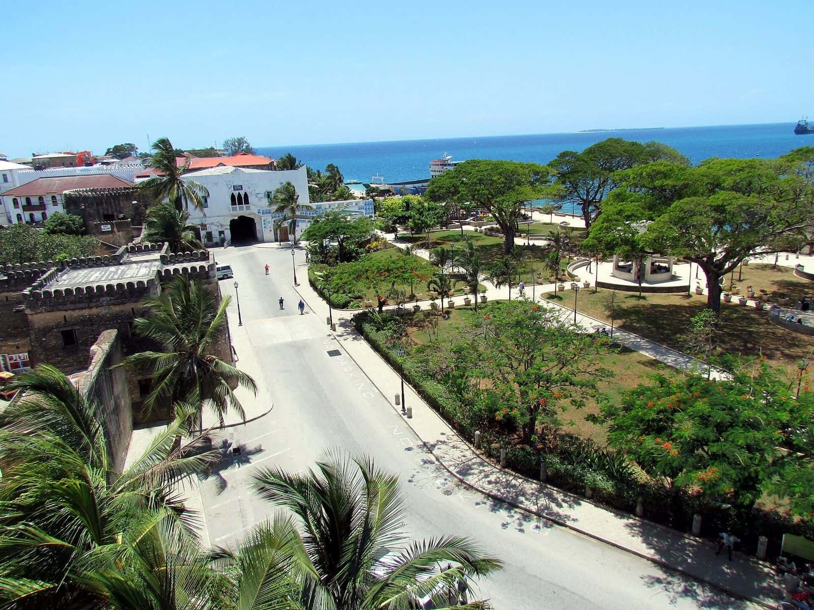 View over the old town of Stone Town and the sea